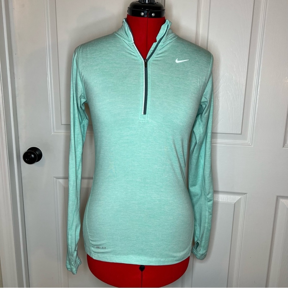 Nike Running Element Mint Green Long Sleeve Pullover 1/4 Zip Women XS
